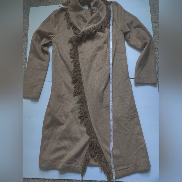 🆕 BB Dakota Steve Madden Beige Tan Suede Western Fringed Trenchcoat Jacket_XS - Picture 9 of 10